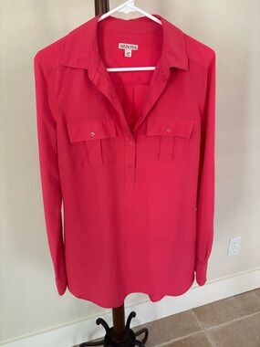 Merona Bright Coral Button-Front Long Sleeve Shirt